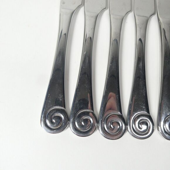 Robert Welch Ammonite 6 Knives Stainless Flatware Lot Helmick - Picture 2 of 7